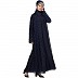 Dot printed double layered abaya-Navy blue